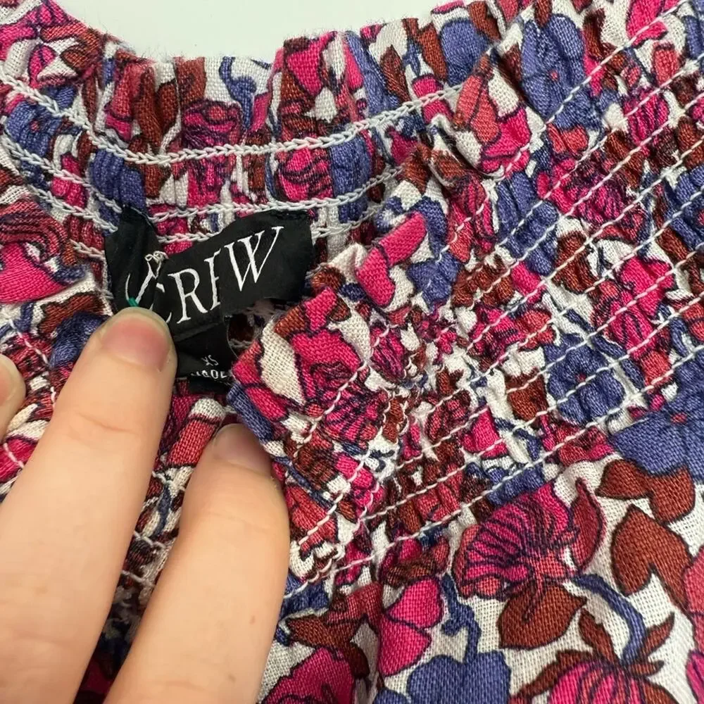 J.Crew Afternoon Linen Dress in Berry Floral
